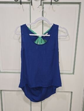 San Joy Royal Blue Sleeveless Tank with Green Back Tie